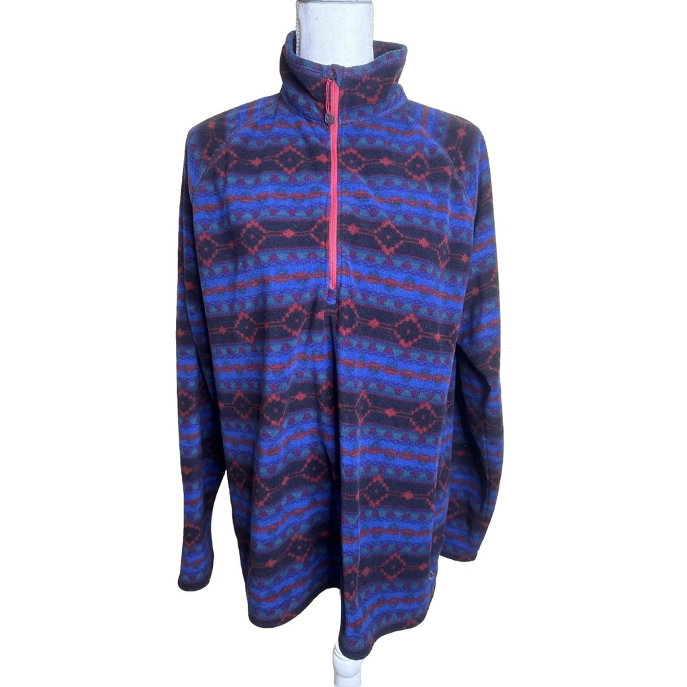 Eddie Bauer Pullover Women's XXL Blue Fleece Sweater Aztec Southwestern